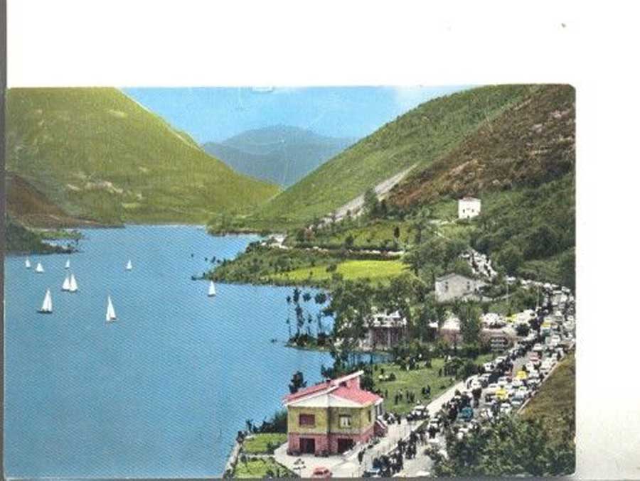Cartolina Serrapetrona lago caccamo 1965